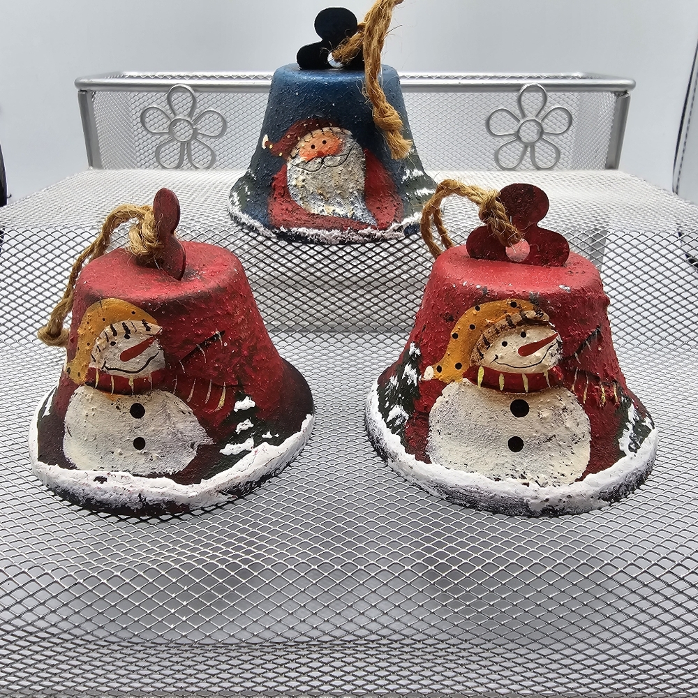 Christmas Jingle Bell Hanging Ornaments Lot of 3  Approximately 2-3" Tall